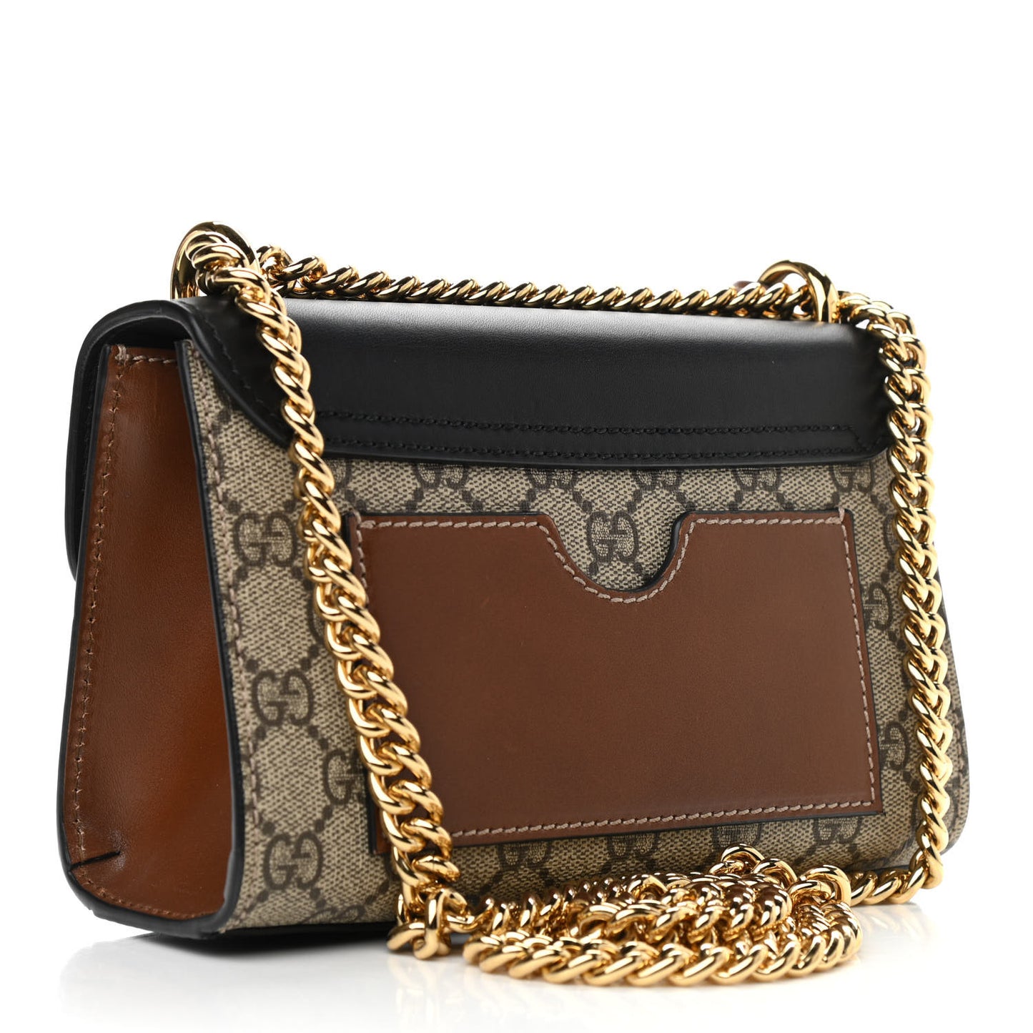 GG Supreme Monogram Calfskin Small Padlock Shoulder Bag Beige Black Cuir