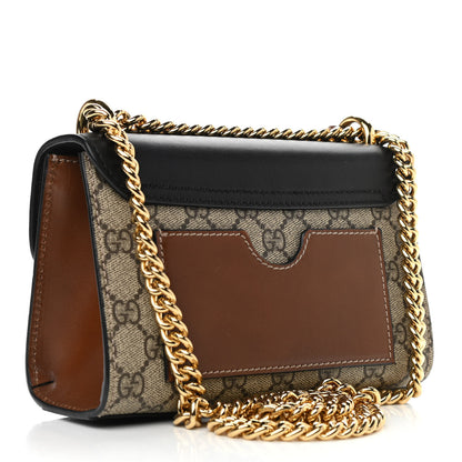 Gucci GG Supreme Monogram Calfskin Small Padlock Shoulder Bag Beige Black Cuir 3 of 13