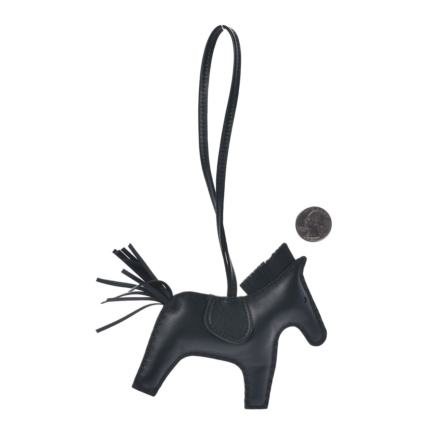Hermes Milo Lambskin Grigri Rodeo Horse Bag Charm MM Vert Cypress 2 of 5