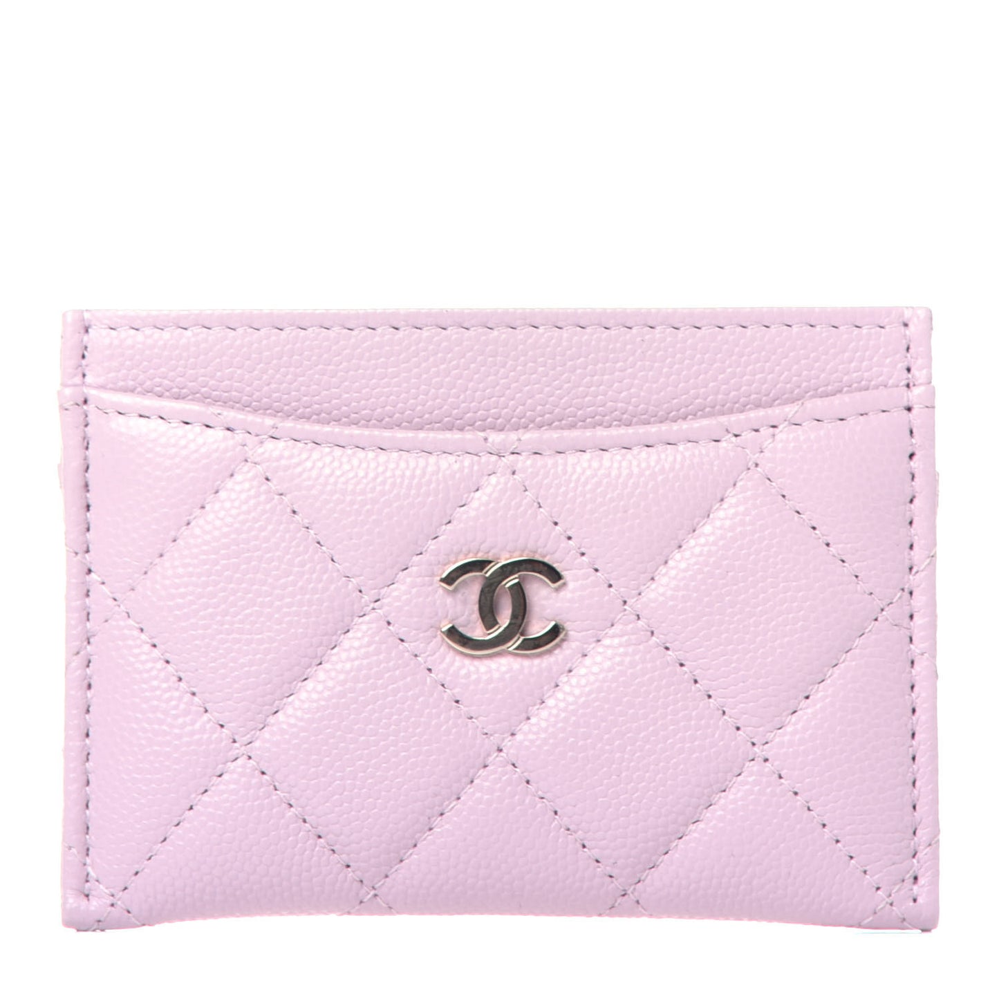 Caviar Quilted Card Holder Light Pink