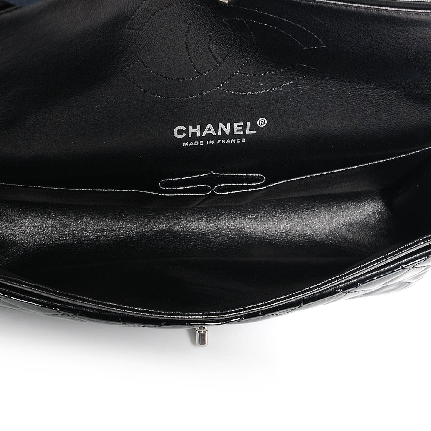 Patent Medium Double Flap Black