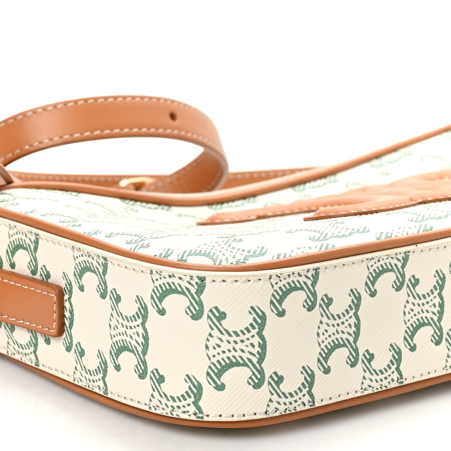 Triomphe Canvas Calfskin Camera Shoulder Bag Green