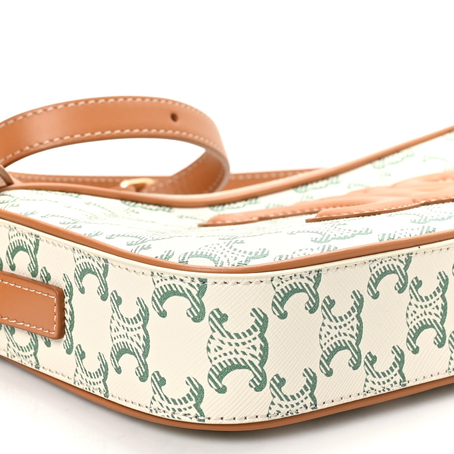 Celine Triomphe Canvas Calfskin Camera Shoulder Bag Green 8 of 9