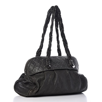 Chanel Distressed Lambskin Large Lady Braid Satchel Dark Grey 3 of 17