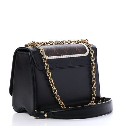 Louis Vuitton Calfskin Monogram Braided Twist Shoulder Bag MM Black 2 of 4
