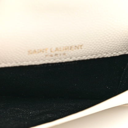 Saint Laurent Grain De Poudre Uptown Monogram Card Case Crema Soft 4 of 6