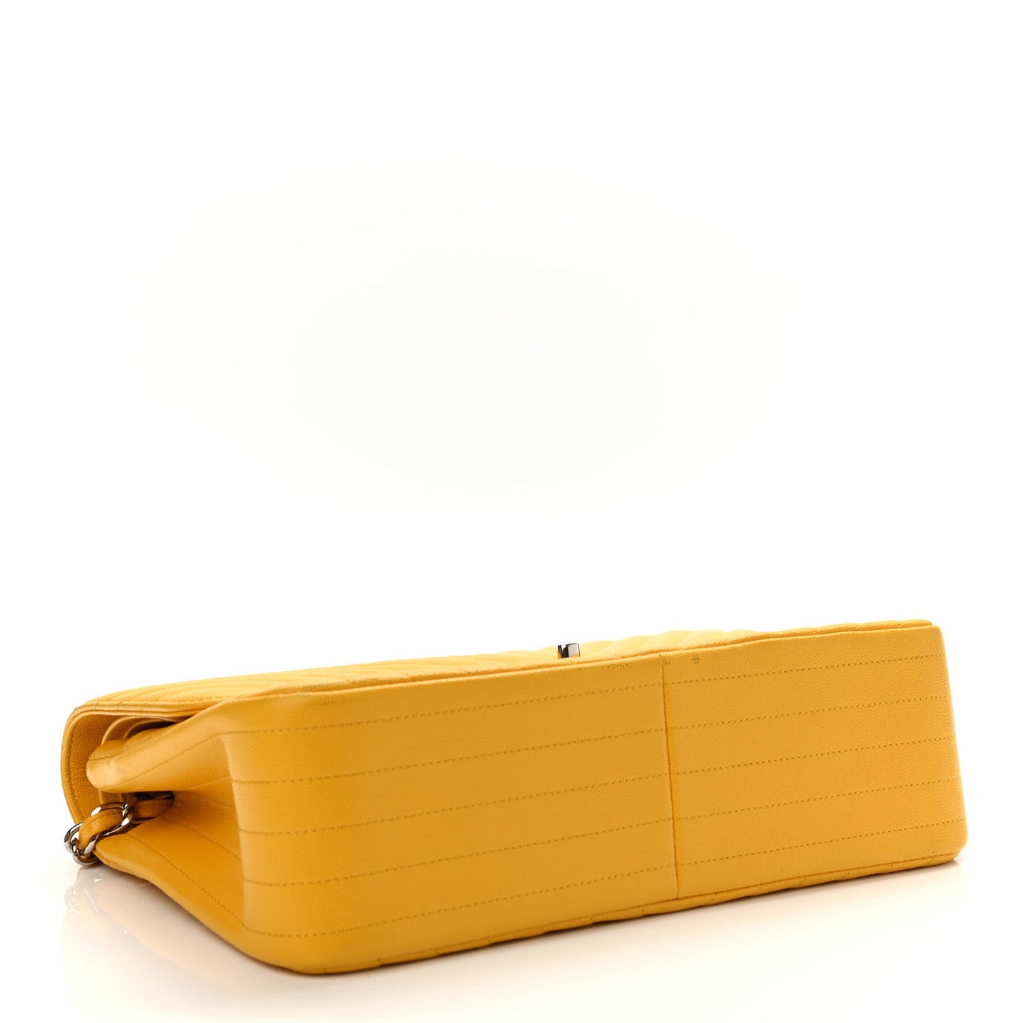 Caviar Chevron Quilted Jumbo Double Flap Yellow