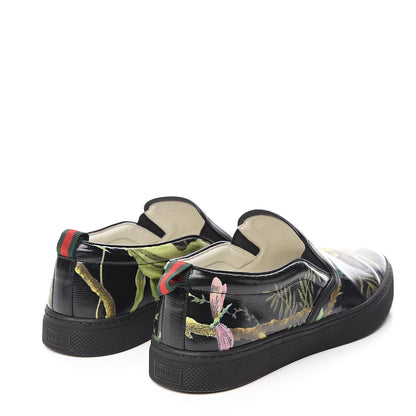 Gucci Calfskin Tropical Print Mens Dublin Slip On Sneakers 8 Black 4 of 8