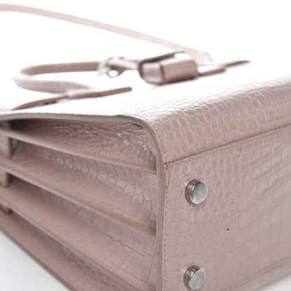 Saint Laurent Calfskin Crocodile Embossed Baby Sac De Jour Rose Antic 23 of 29