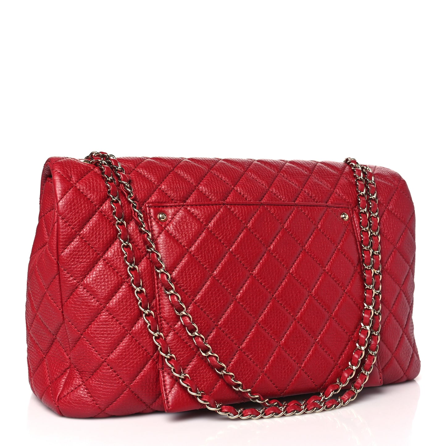 Calfskin Quilted Small XXL Travel Flap Bag Red