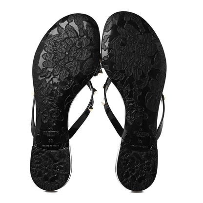 Valentino Garavani PVC Jelly Rockstud Bow Thong Sandals 39 Black 5 of 8