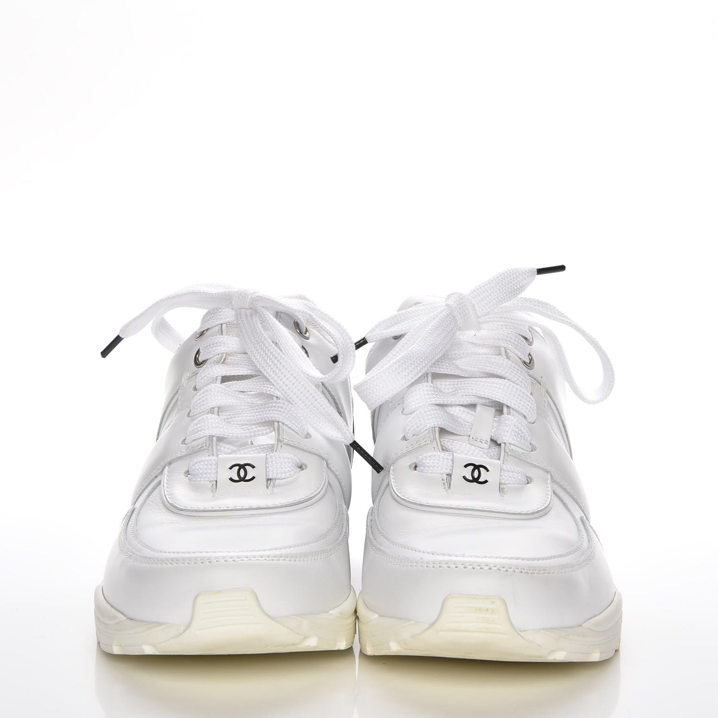 Calfskin Neoprene CC Sneakers 38.5 White Black