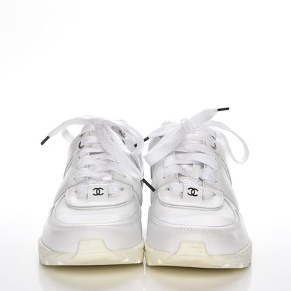 Chanel Calfskin Neoprene CC Sneakers 38.5 White Black 2 of 7