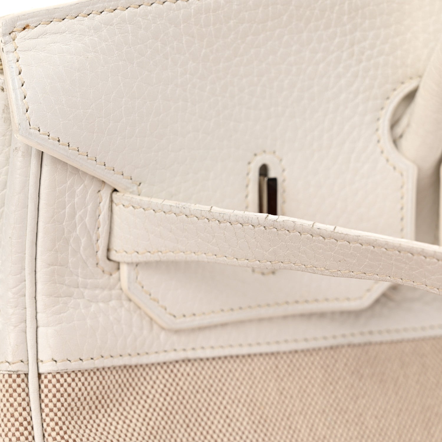 Hermes Toile Taurillon Clemence Birkin 35 White 26 of 33