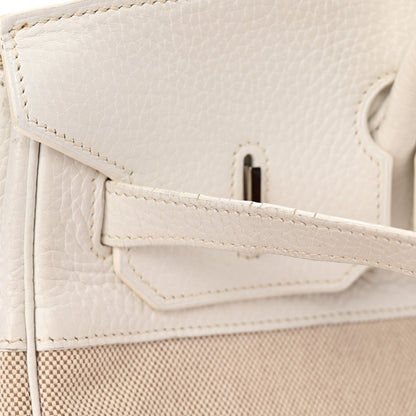 Hermes Toile Taurillon Clemence Birkin 35 White 26 of 33