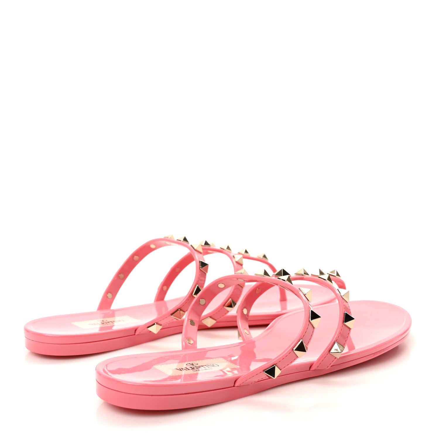 Valentino Garavani PVC Jelly Rockstud Caged Flat Thong Sandals 39 Dawn Pink 5 of 8