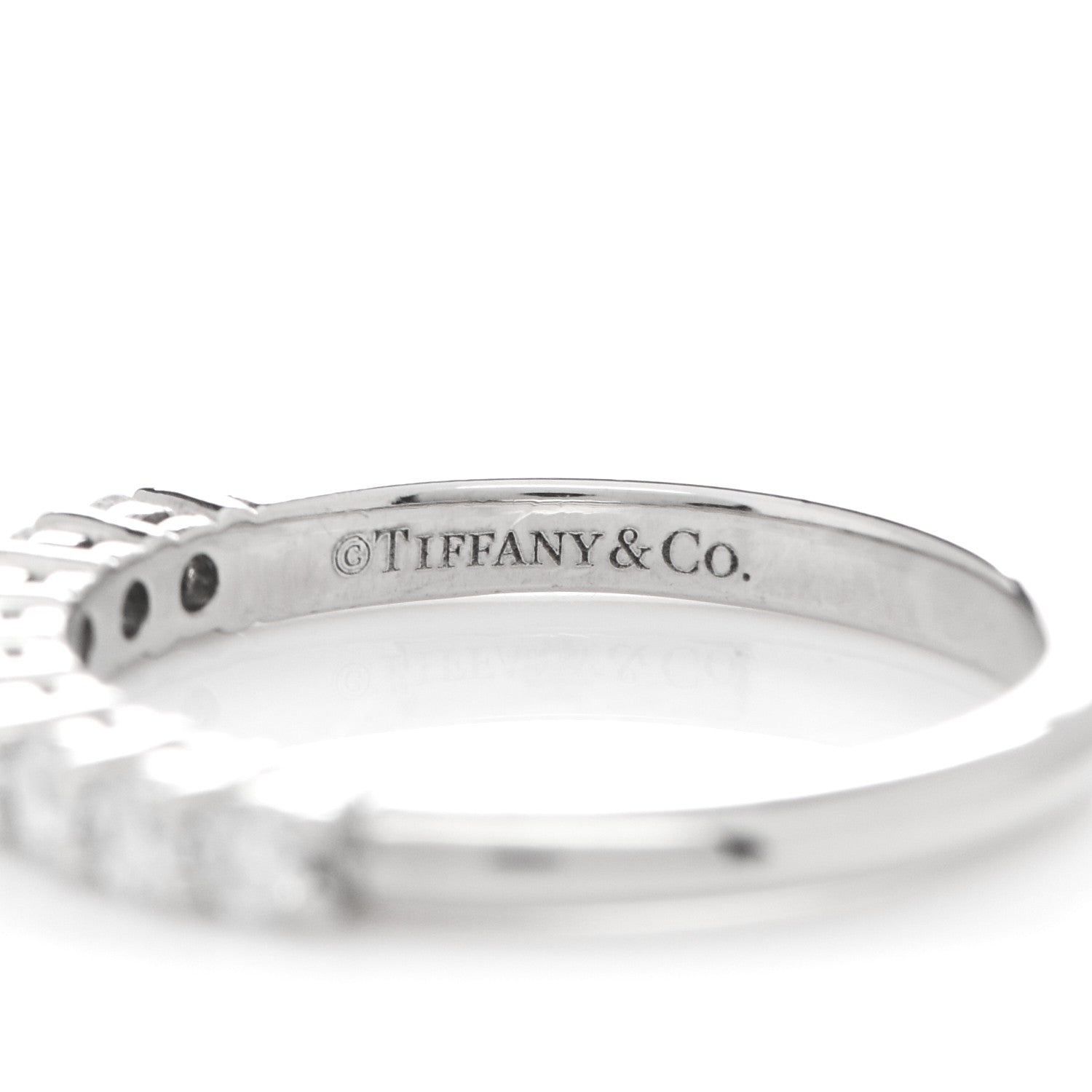 Tiffany Platinum Diamond .27ct 2.2mm Half Circle Embrace Band Ring 47 4.25 4 of 5