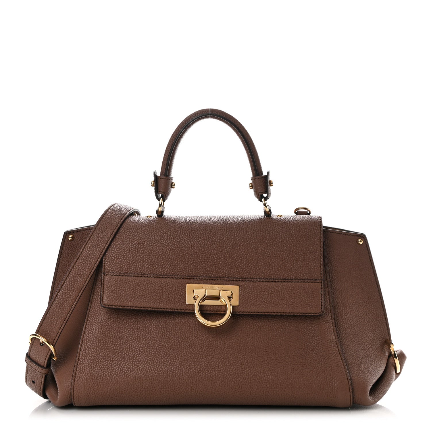 Salvatore Ferragamo Calfskin Sofia Shoulder Bag New Moka 1 of 10