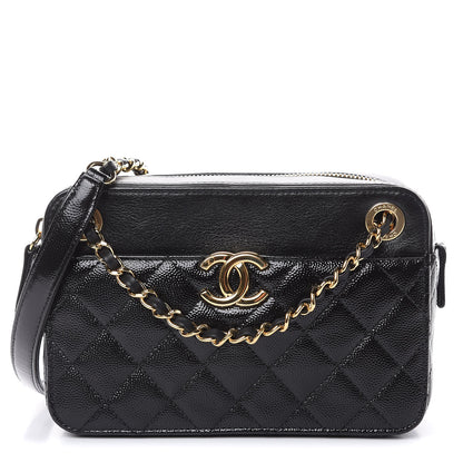 Chanel Metallic Lambskin Grained Calfskin Quilted Camera Case Black 1 of 10