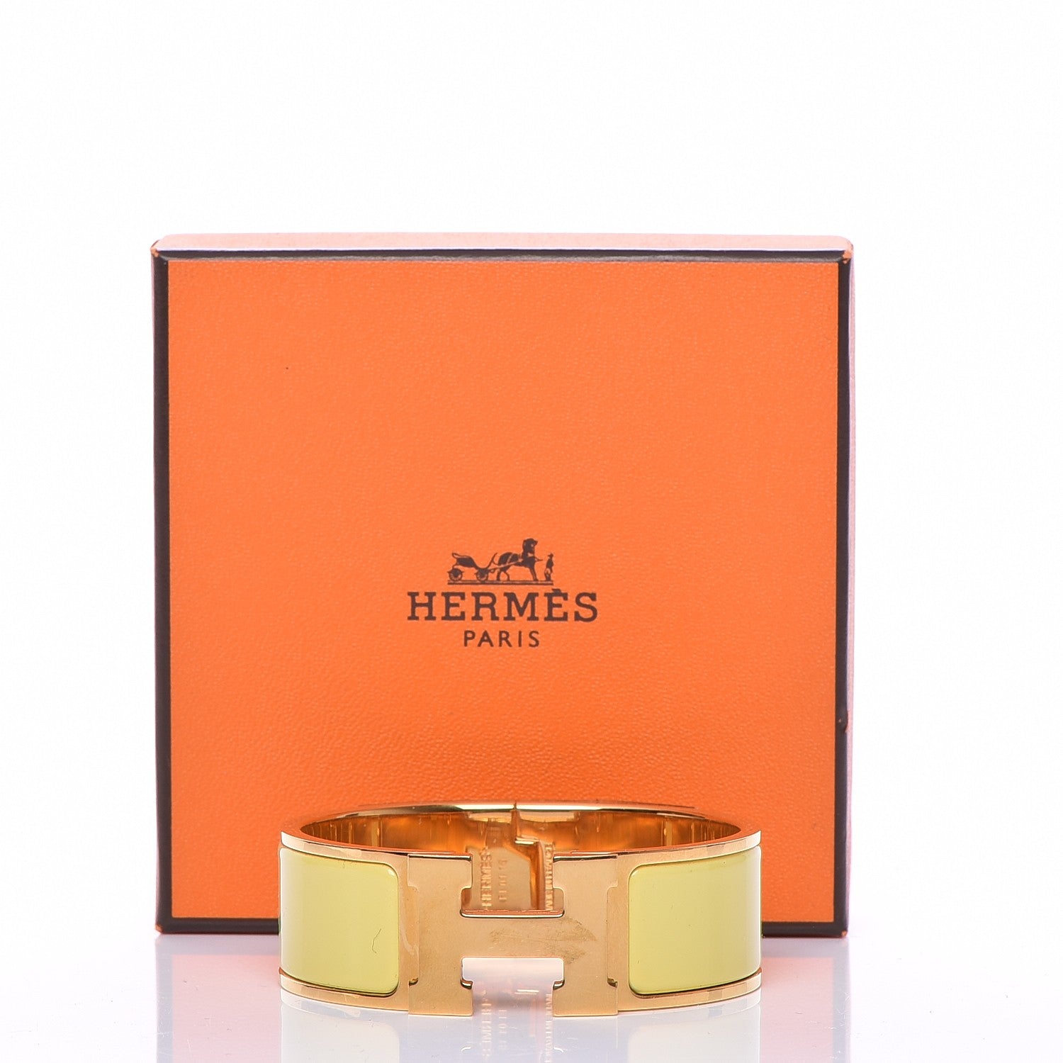 Hermes Enamel Wide Clic Clac H Bracelet PM Jaune Citron 7 of 7