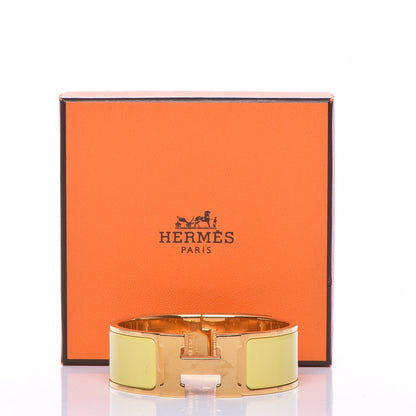 Hermes Enamel Wide Clic Clac H Bracelet PM Jaune Citron 7 of 7