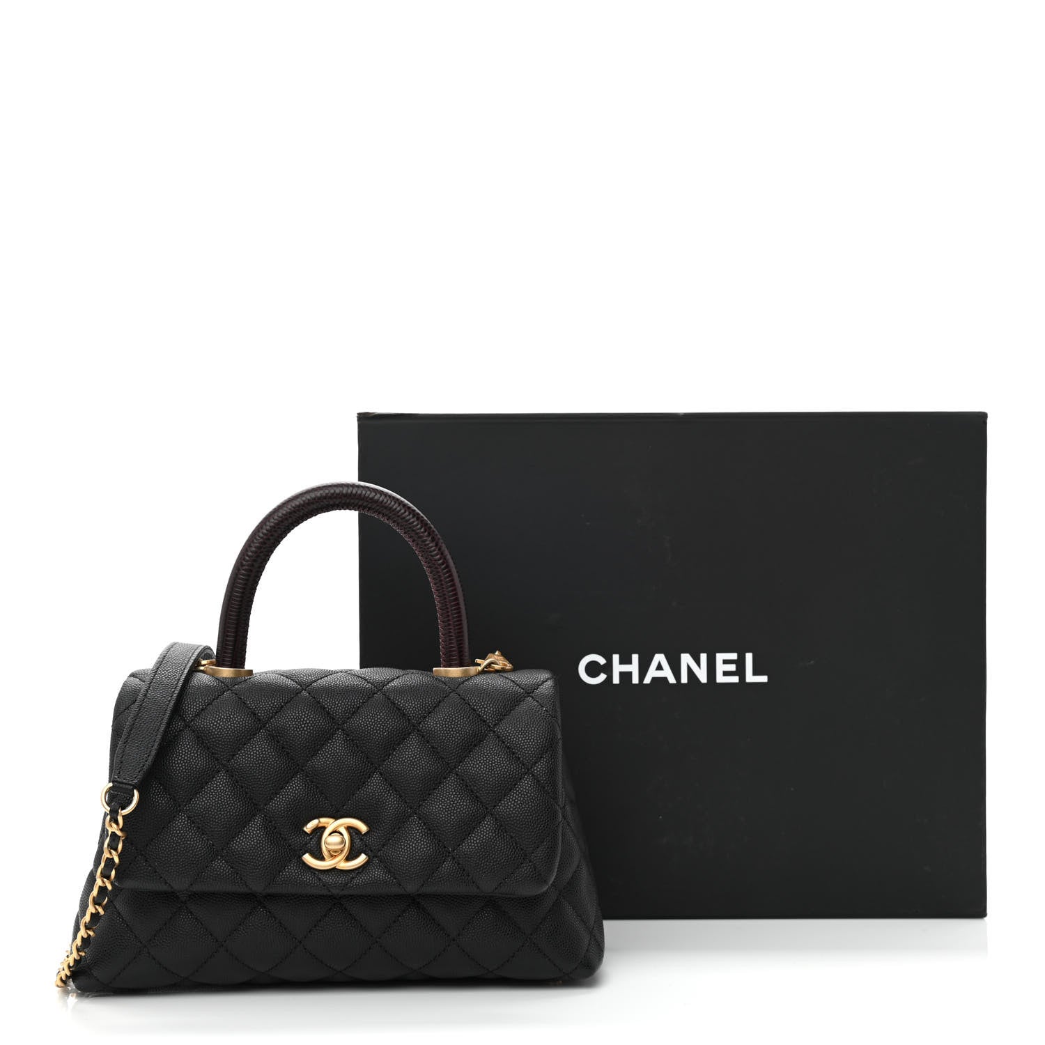 Chanel Caviar Lizard Embossed Quilted Mini Coco Handle Flap Black 20 of 20
