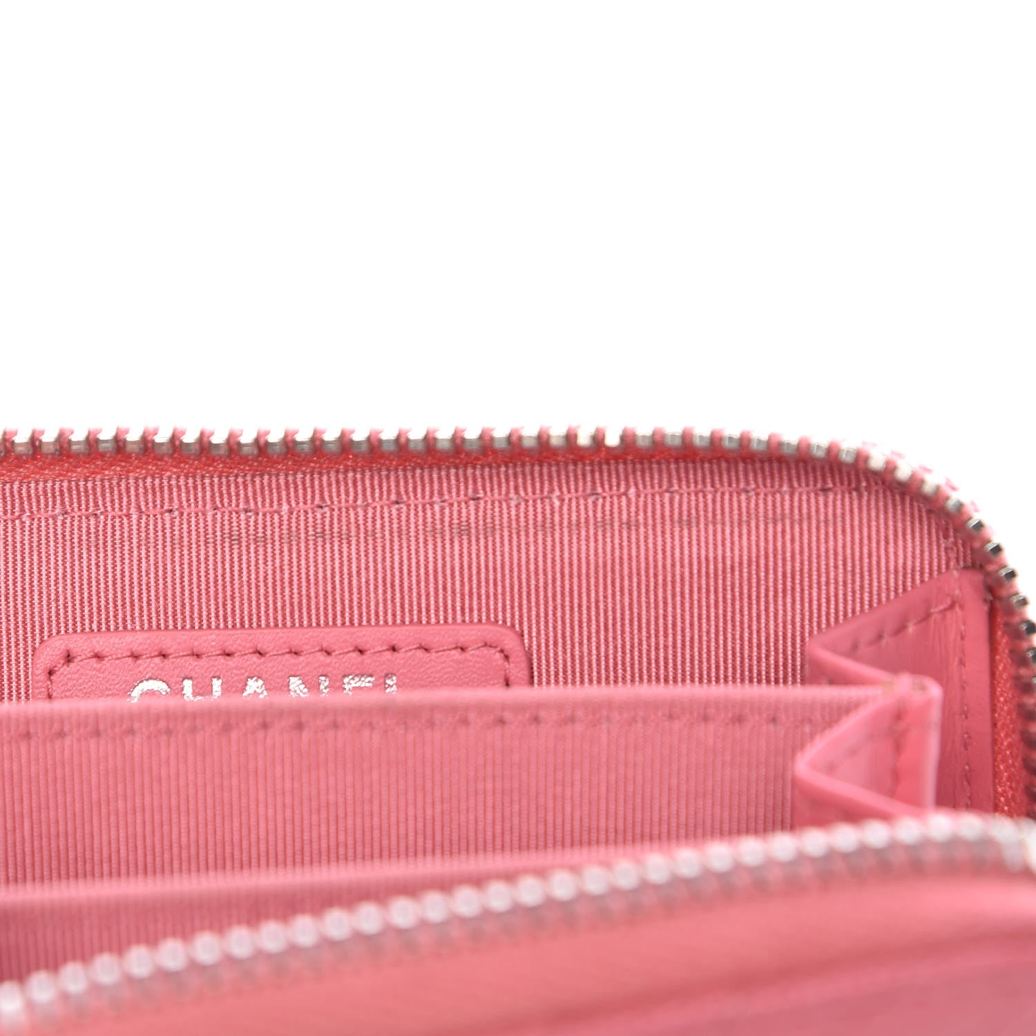 Chanel Caviar Chevron Quilted Zip Around Coin Purse Pink 7 of 9