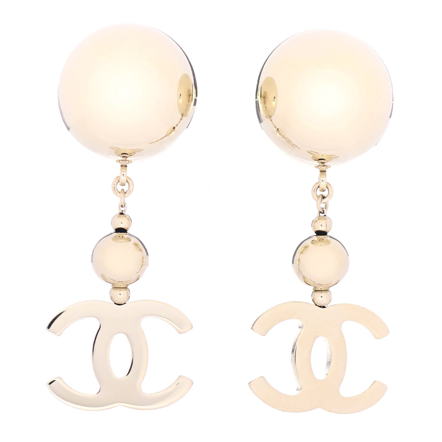 Chanel Metal CC Drop Earrings Gold 1 of 4