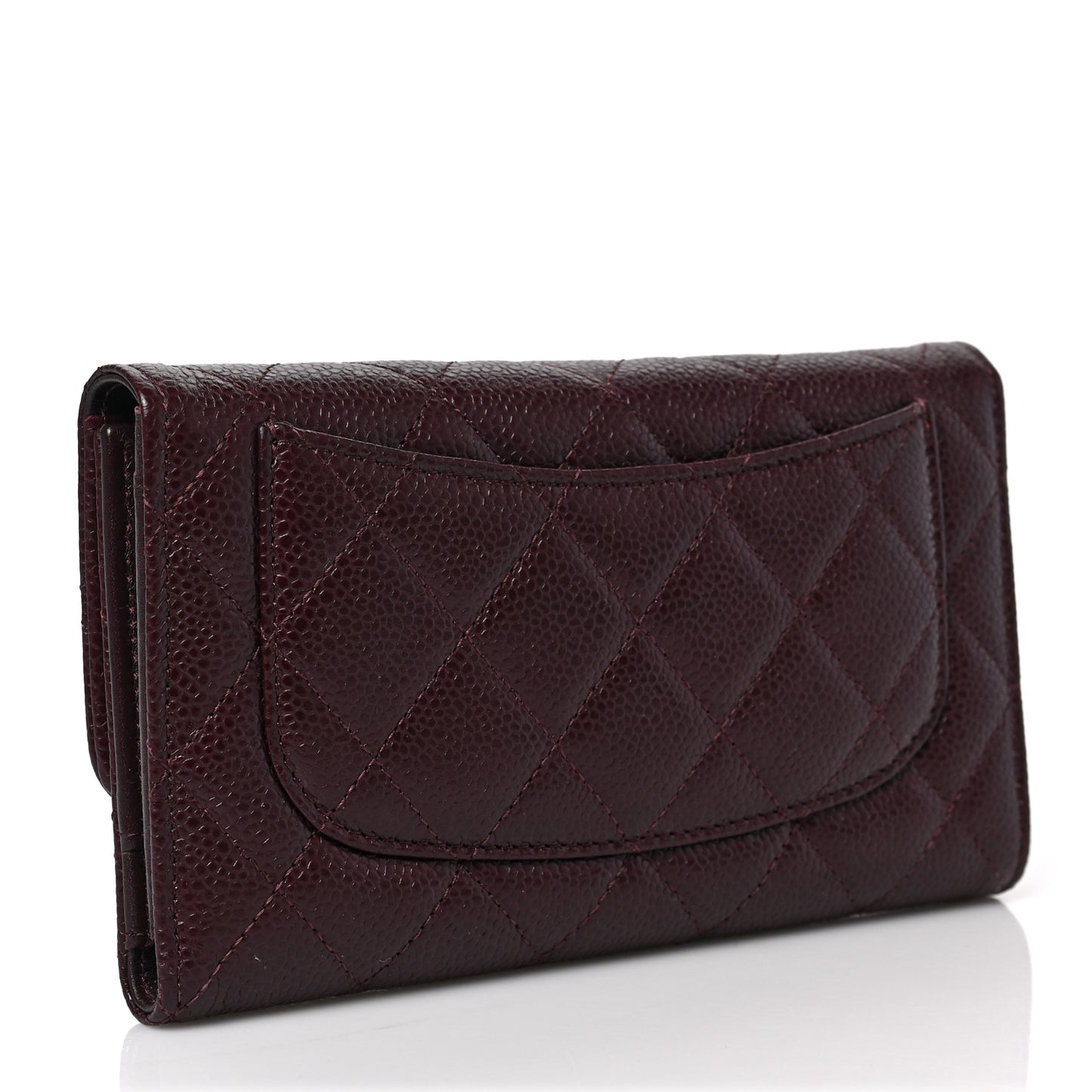 Caviar Quilted Large Flap Wallet Burgundy
