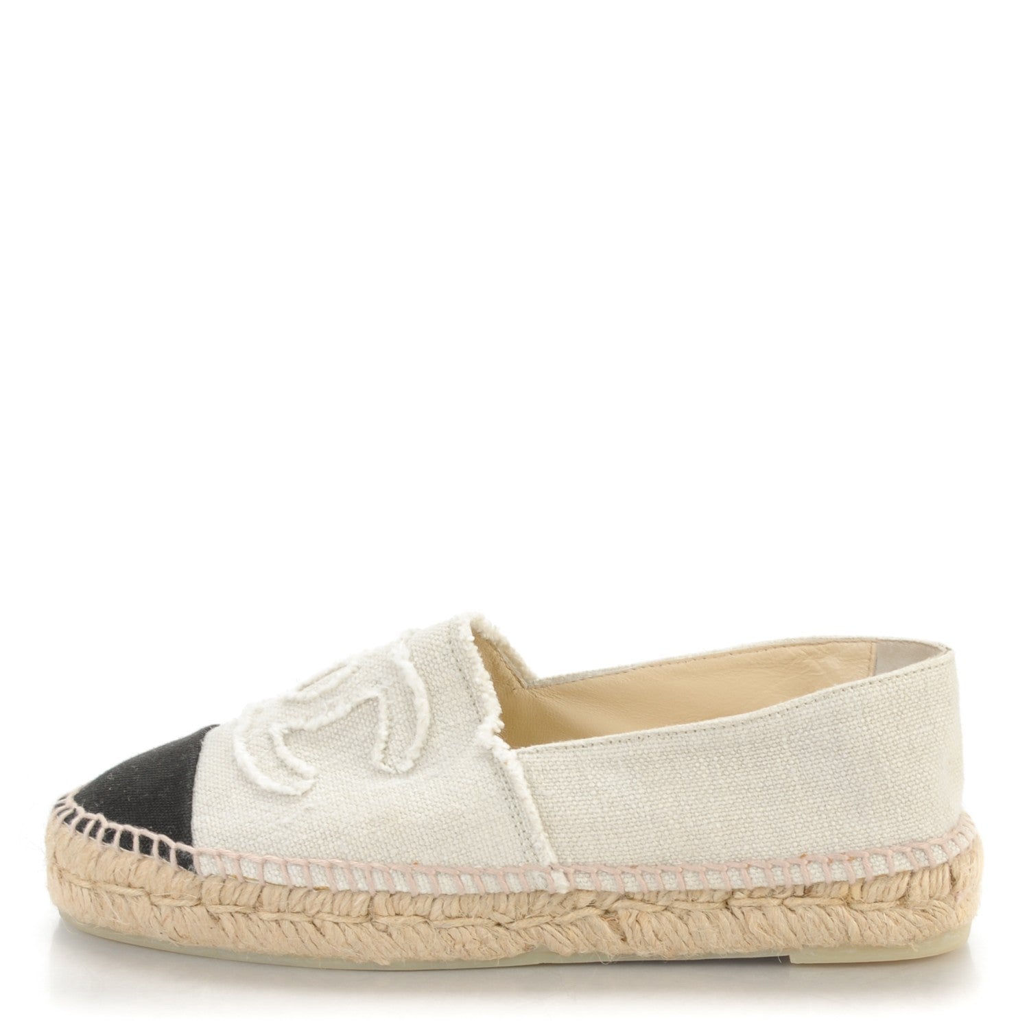 Chanel Linen CC Espadrilles 38 Beige Black 1 of 9
