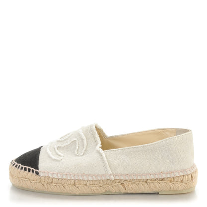 Chanel Linen CC Espadrilles 38 Beige Black 1 of 9