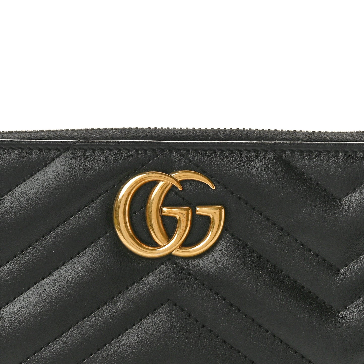 Calfskin Matelasse GG Marmont Zip Around Wallet Black
