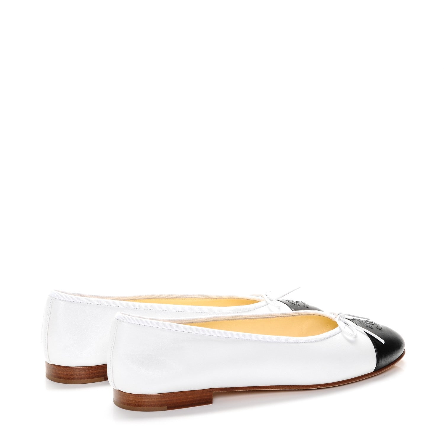 Chanel Lambskin Cap Toe CC Ballerina Flats 41 White Black 3 of 8