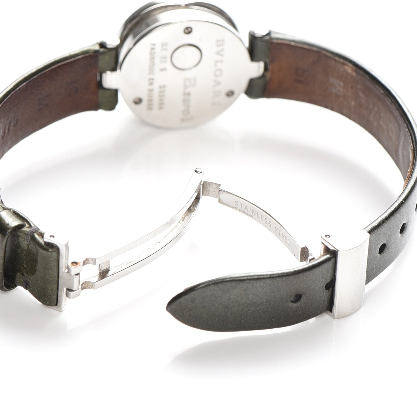 Stainless Steel Calfskin Diamond Blue Mother of Pearl 22mm B.Zero1 Quartz Watch