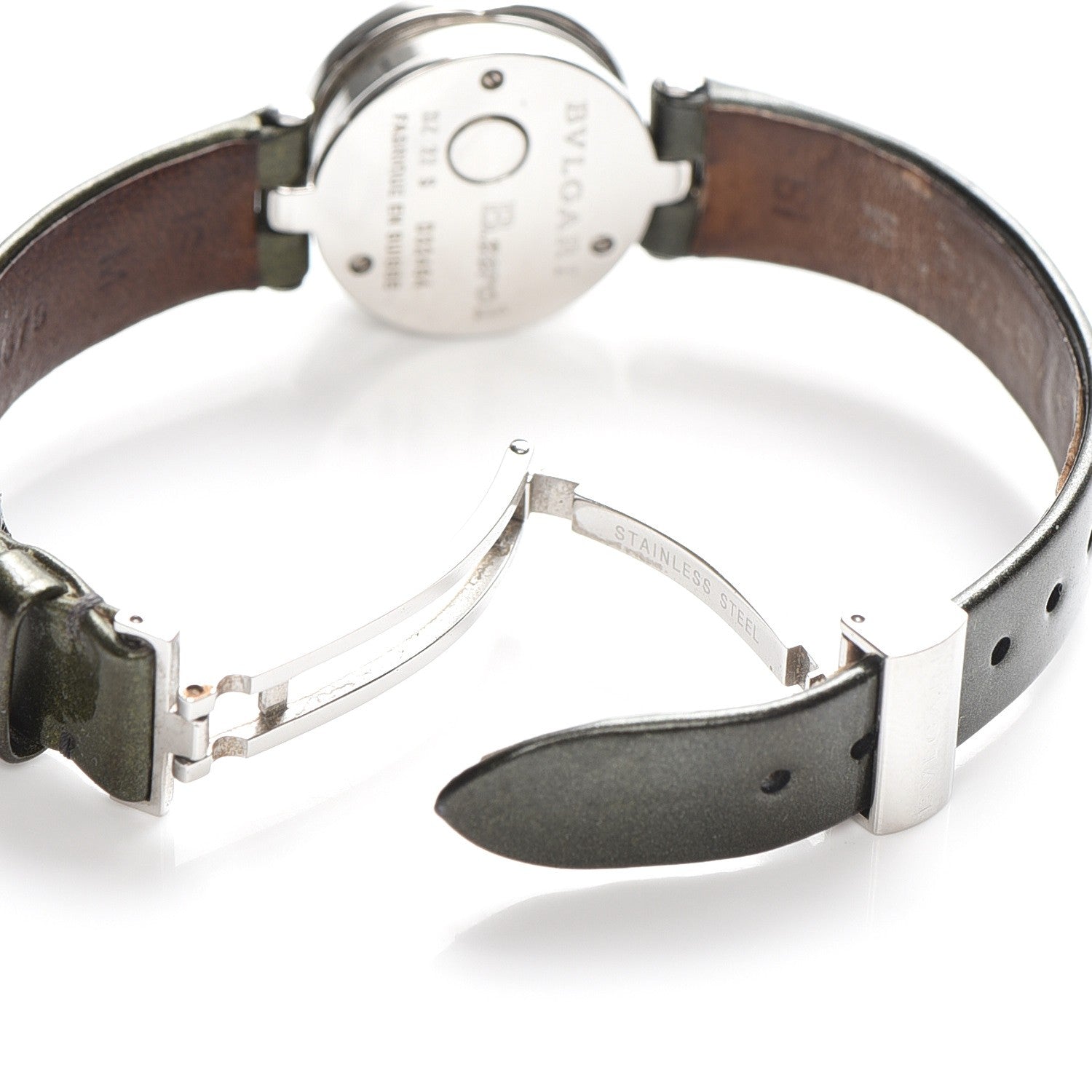 Bulgari Stainless Steel Calfskin Diamond Blue Mother of Pearl 22mm B.Zero1 Quartz Watch 4 of 9