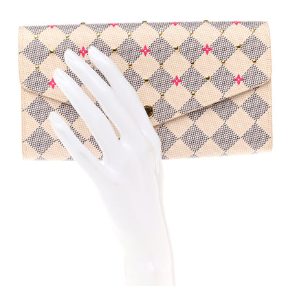 Louis Vuitton Damier Azur Studded Sarah Wallet NM Fuchsia 2 of 7