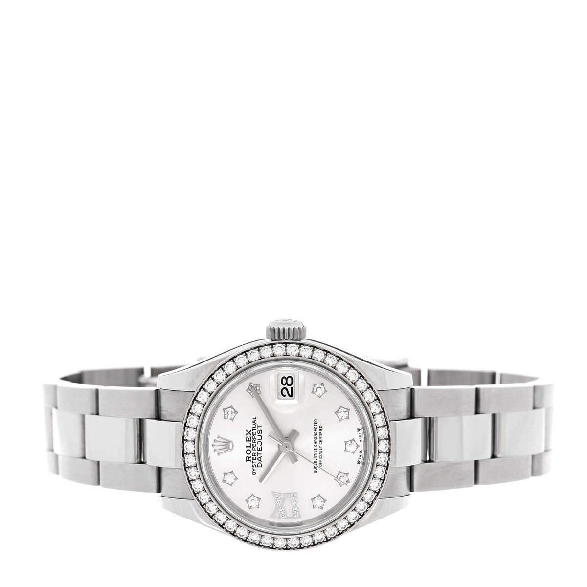 Rolex Stainless Steel 18K White Gold Diamond 28mm Oyster Perpetual Datejust Watch Silver 279384RBR 2 of 5