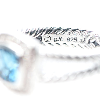 David Yurman Sterling Silver Diamond Blue Topaz 7mm Petite Albion Ring 54 7 4 of 4