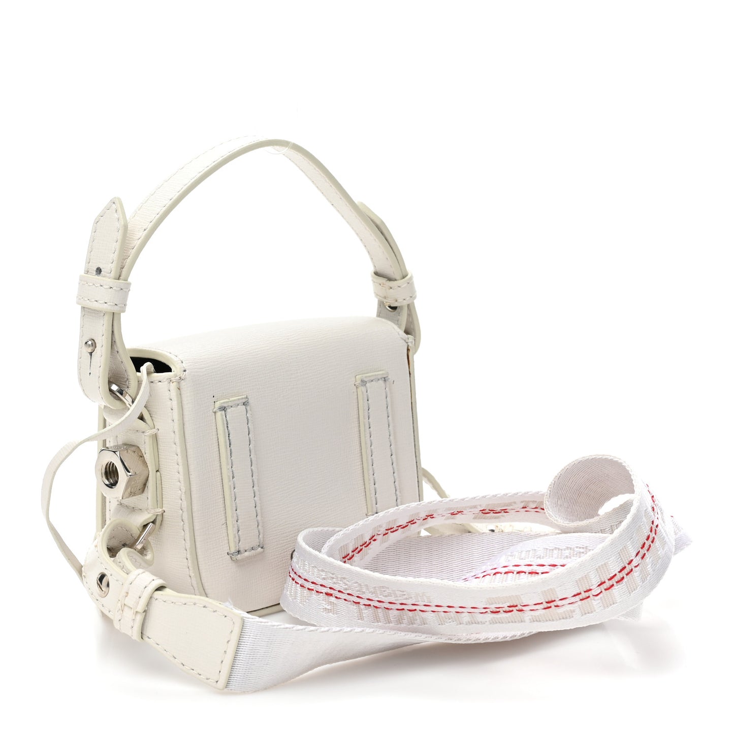 Saffiano Striped Baby Diag Binder Clip Bag White Black