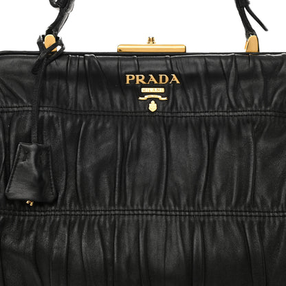 Prada Nappa Dressy Gaufre Framed Tote Black 8 of 11