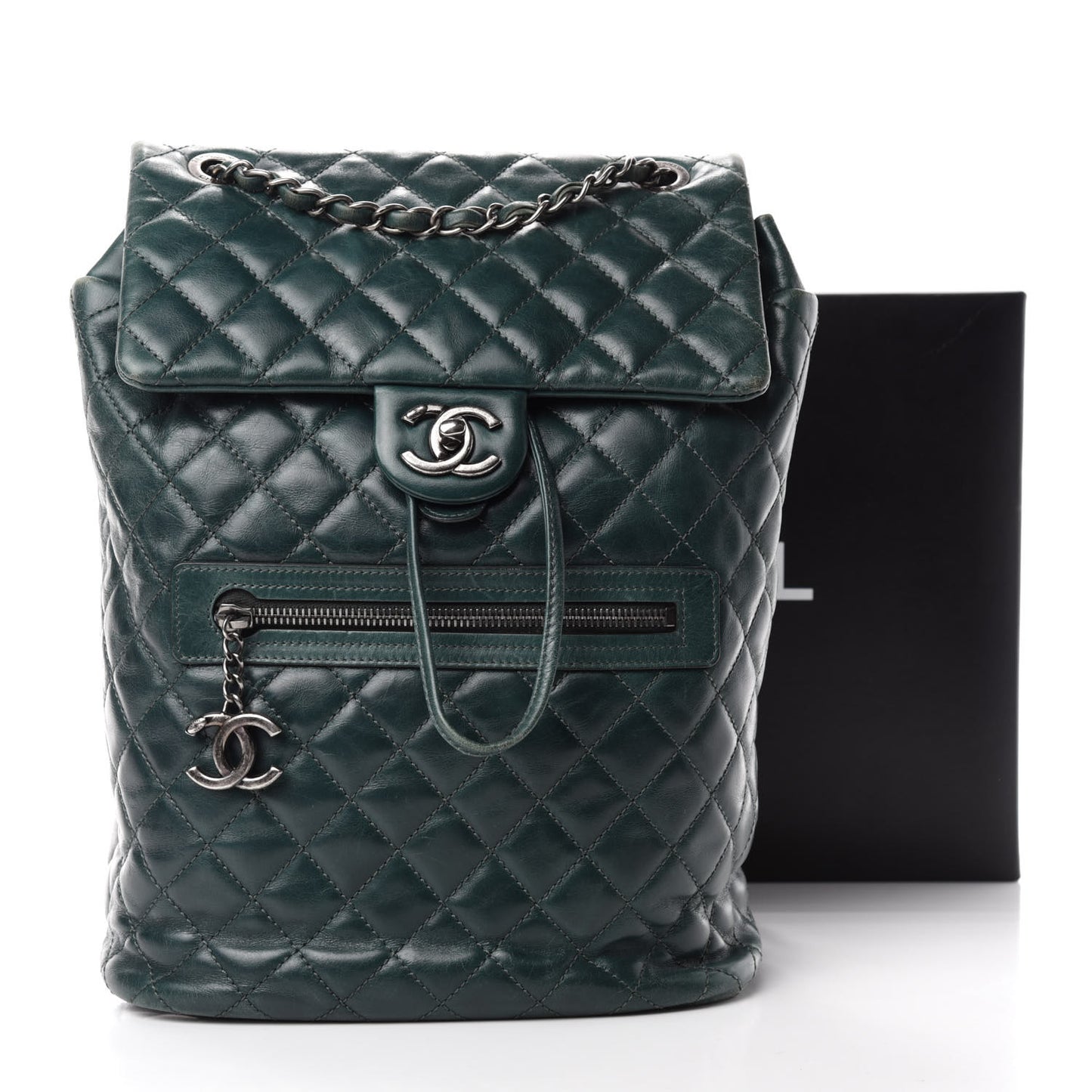 Calfskin Quilted Large Salzburg Mountain Backpack Dark Green