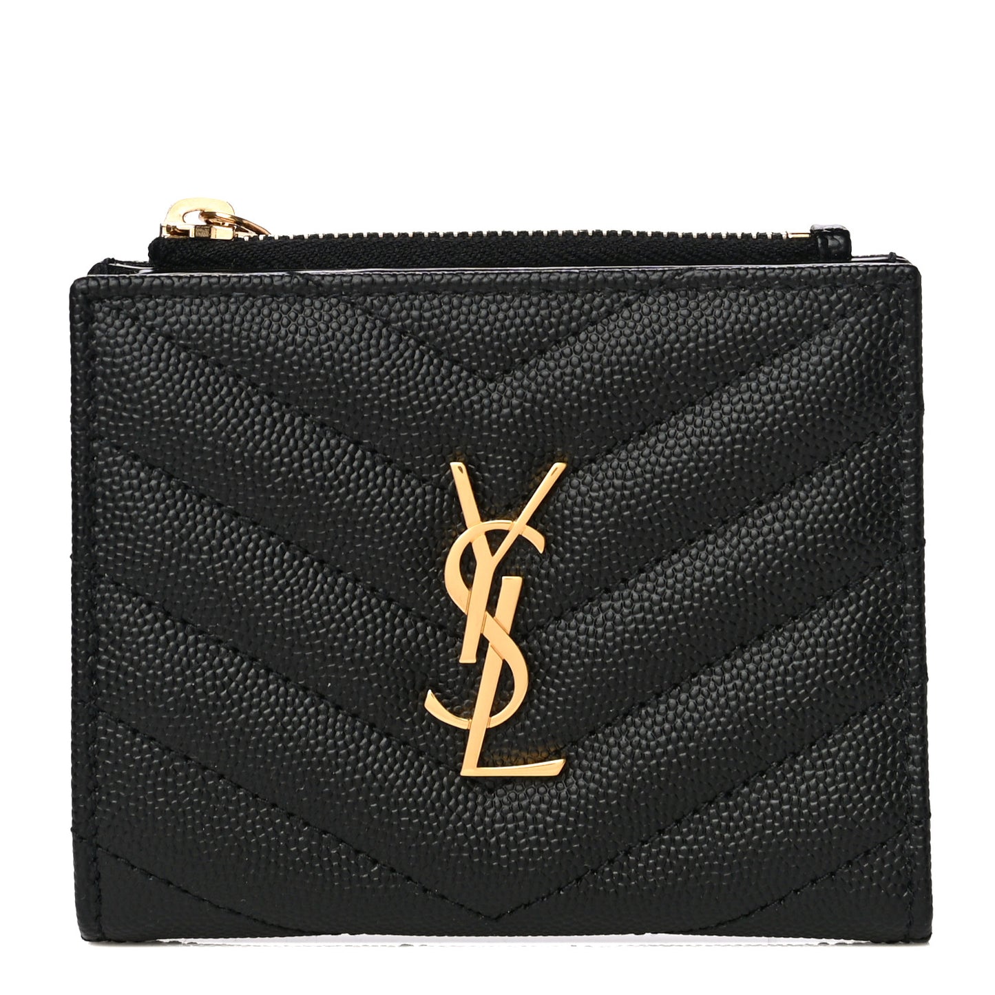 Grain De Poudre Matelasse Chevron Monogram Zipped Card Case Black