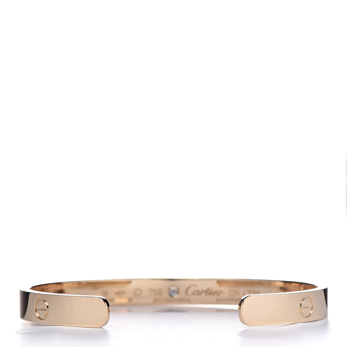 18K Yellow Gold 1 Diamond LOVE Cuff Bracelet 18