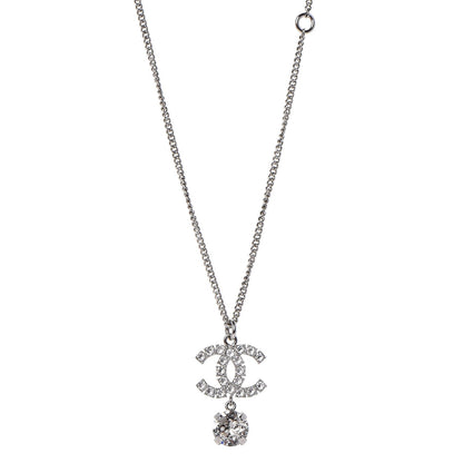 Chanel Crystal CC Drop Necklace Silver 1 of 6