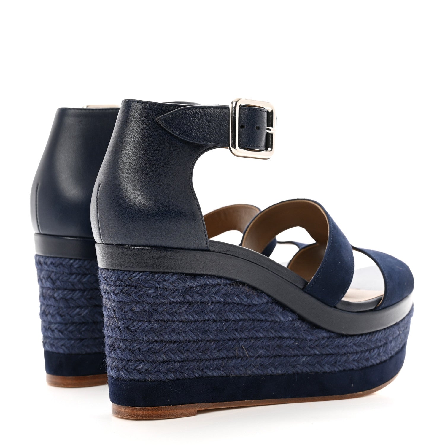 Hermes Suede Ilana Espadrille Wedge Sandals 36 Bleu Indigo 4 of 8