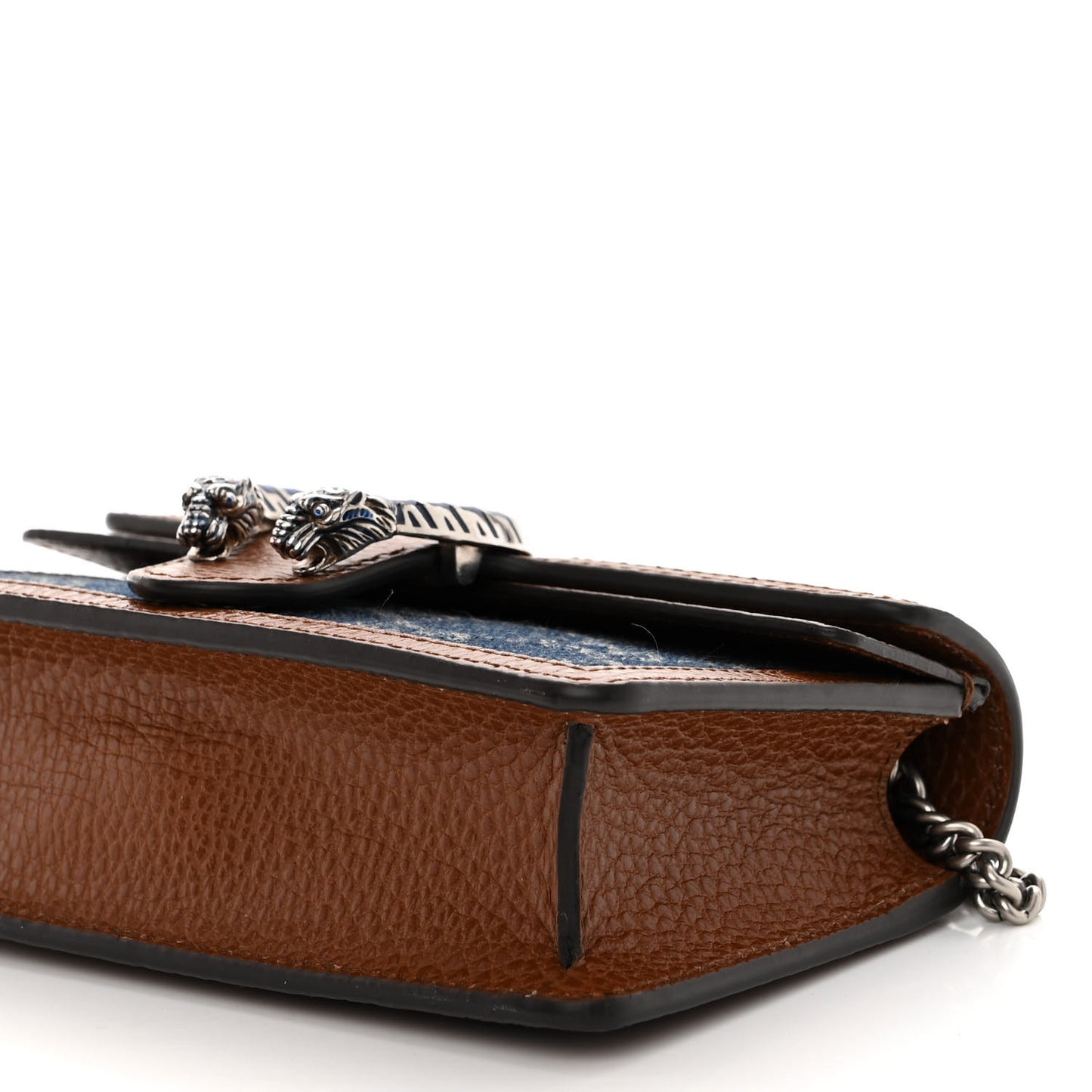 New Denim GG Monogram Dollar Calfskin Enamel Super Mini Dionysus Shoulder Bag Blue Tea Cuir Epilog Electric Blue