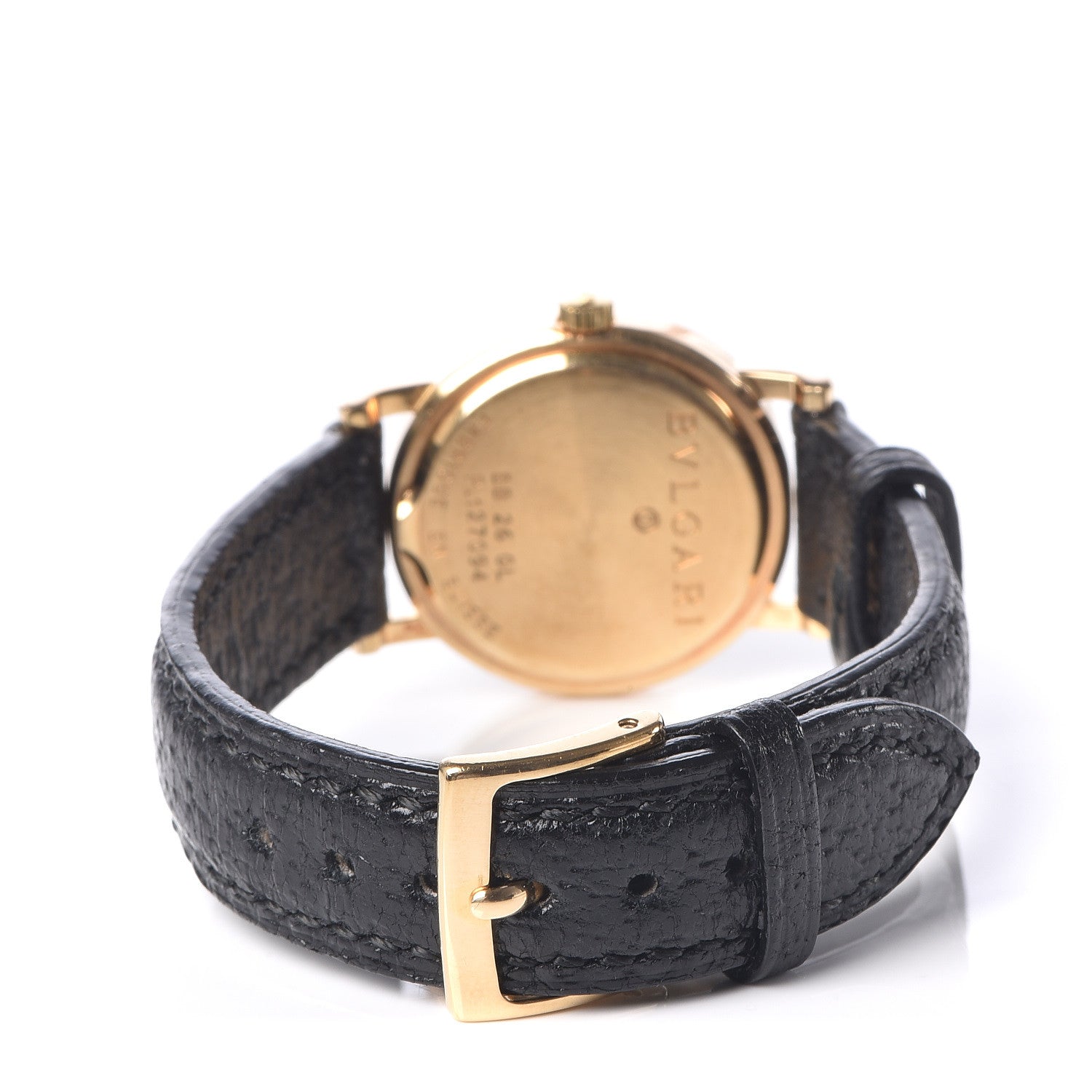Bulgari 18K Yellow Gold Calfskin 26mm Quartz Watch Black 3 of 7