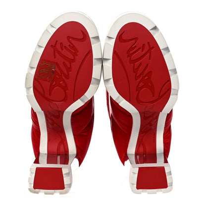 Christian Louboutin Fabric Oriona Lug 100 Boots 37 Loubi Red Silver 5 of 9