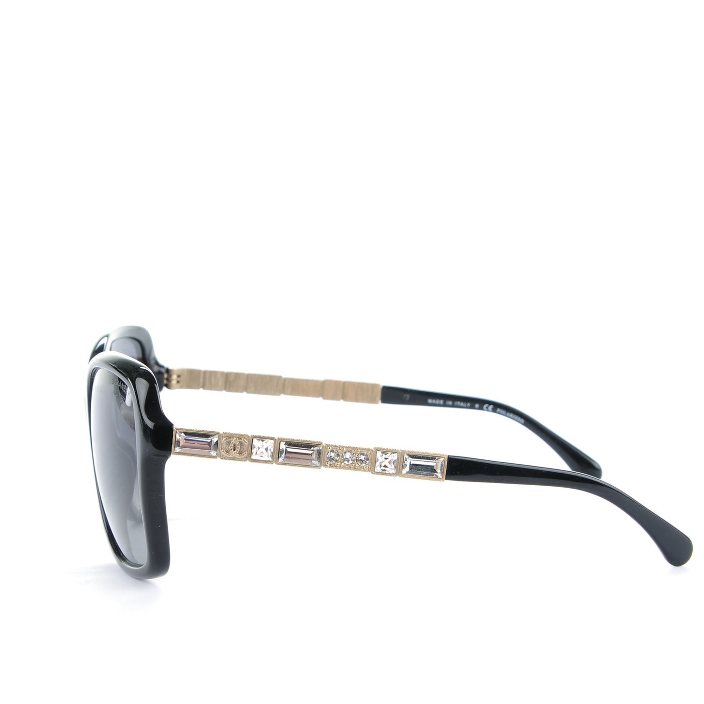 Baguette Crystal Polarized Square Sunglasses 5308-B Black