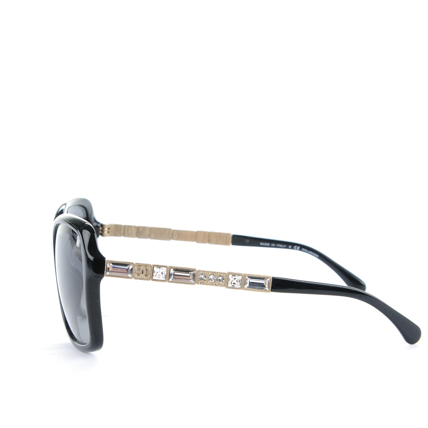 Chanel Baguette Crystal Polarized Square Sunglasses 5308-B Black 2 of 6